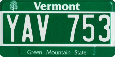 VT license plate YAV753
