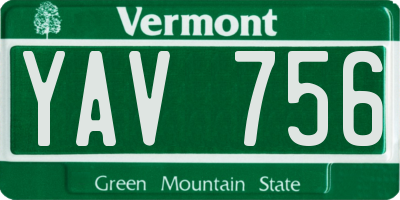 VT license plate YAV756