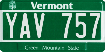 VT license plate YAV757