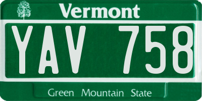 VT license plate YAV758