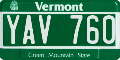VT license plate YAV760