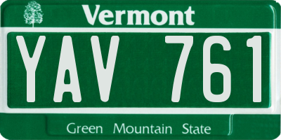 VT license plate YAV761
