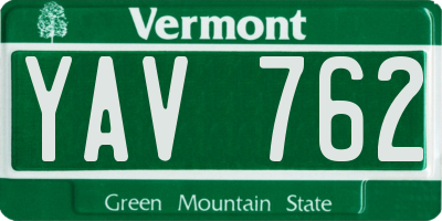 VT license plate YAV762