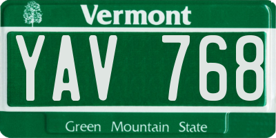 VT license plate YAV768