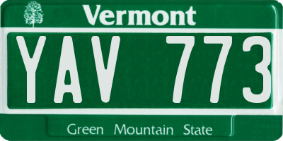 VT license plate YAV773