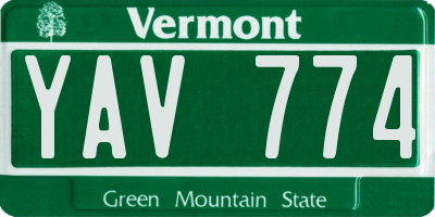 VT license plate YAV774