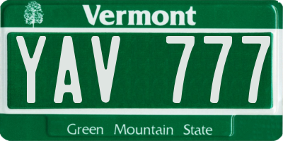 VT license plate YAV777