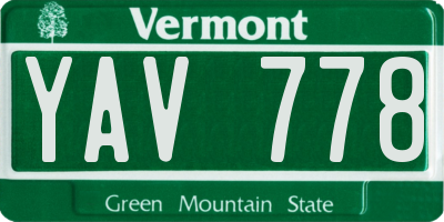 VT license plate YAV778