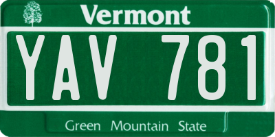 VT license plate YAV781