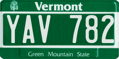 VT license plate YAV782