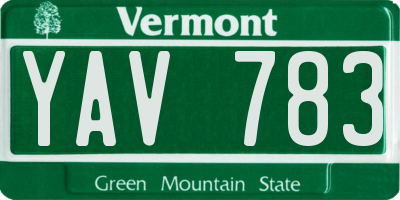 VT license plate YAV783