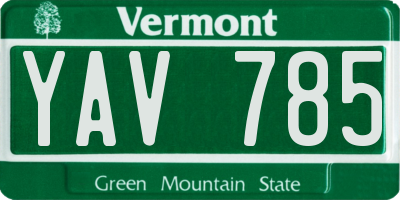 VT license plate YAV785