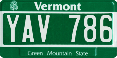 VT license plate YAV786
