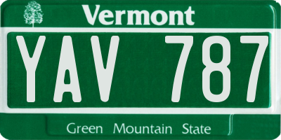 VT license plate YAV787