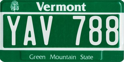 VT license plate YAV788