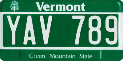 VT license plate YAV789
