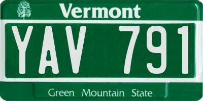 VT license plate YAV791