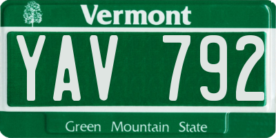 VT license plate YAV792