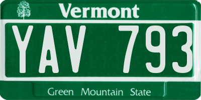 VT license plate YAV793