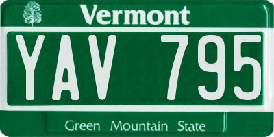 VT license plate YAV795