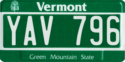 VT license plate YAV796