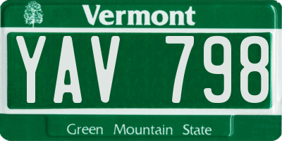 VT license plate YAV798