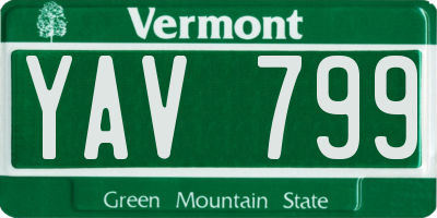 VT license plate YAV799