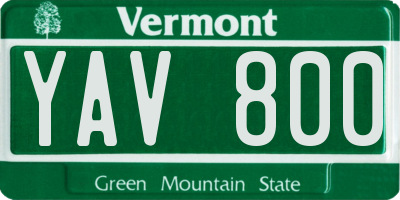 VT license plate YAV800