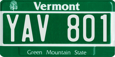 VT license plate YAV801