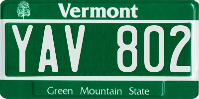 VT license plate YAV802