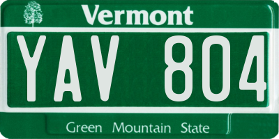 VT license plate YAV804