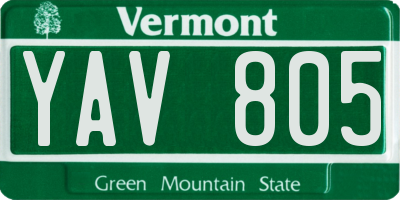 VT license plate YAV805