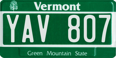 VT license plate YAV807