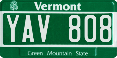 VT license plate YAV808