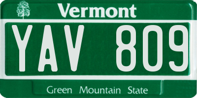 VT license plate YAV809