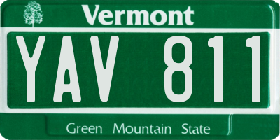 VT license plate YAV811