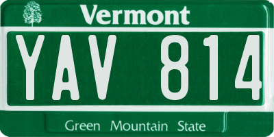 VT license plate YAV814