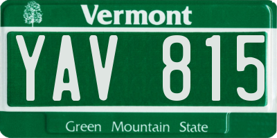VT license plate YAV815