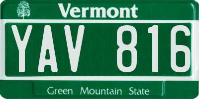VT license plate YAV816