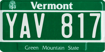 VT license plate YAV817
