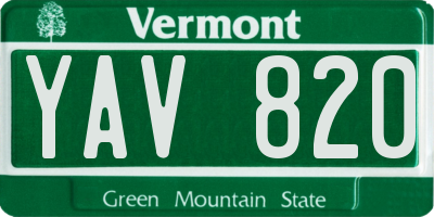VT license plate YAV820