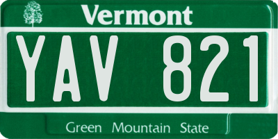 VT license plate YAV821