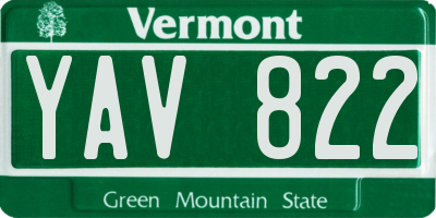 VT license plate YAV822