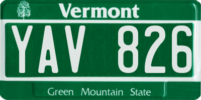 VT license plate YAV826