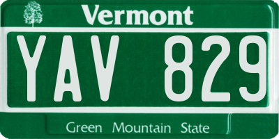 VT license plate YAV829
