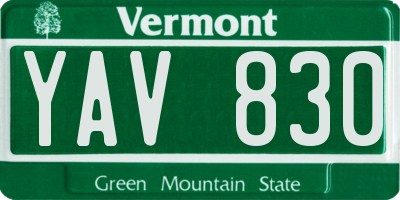 VT license plate YAV830