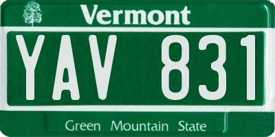 VT license plate YAV831