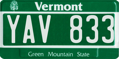 VT license plate YAV833
