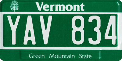 VT license plate YAV834