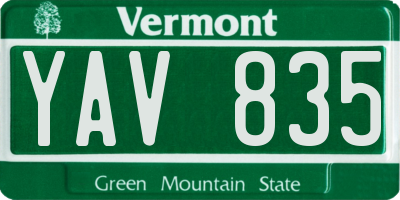 VT license plate YAV835